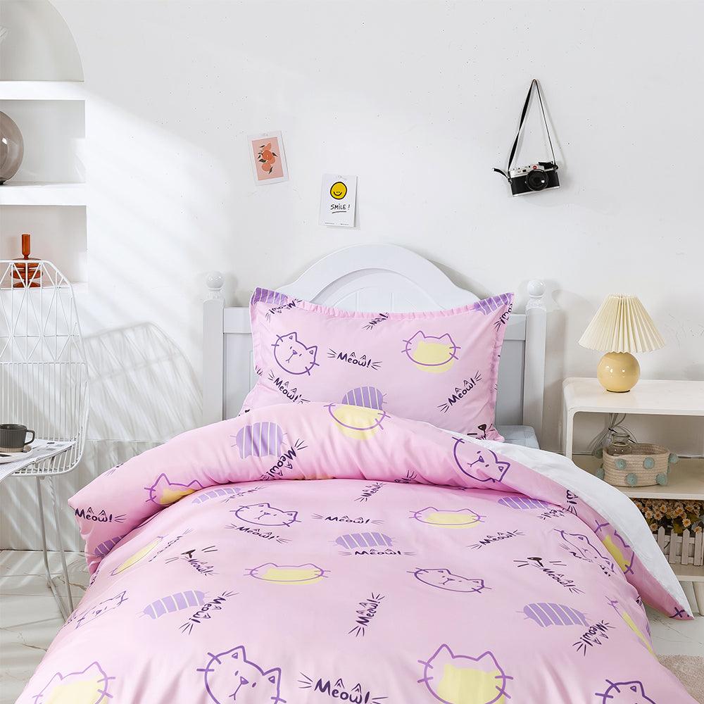 3D Cartoon Animal Cat Pink Quilt Cover Set Bedding Set Duvet Cover Pillowcases 470