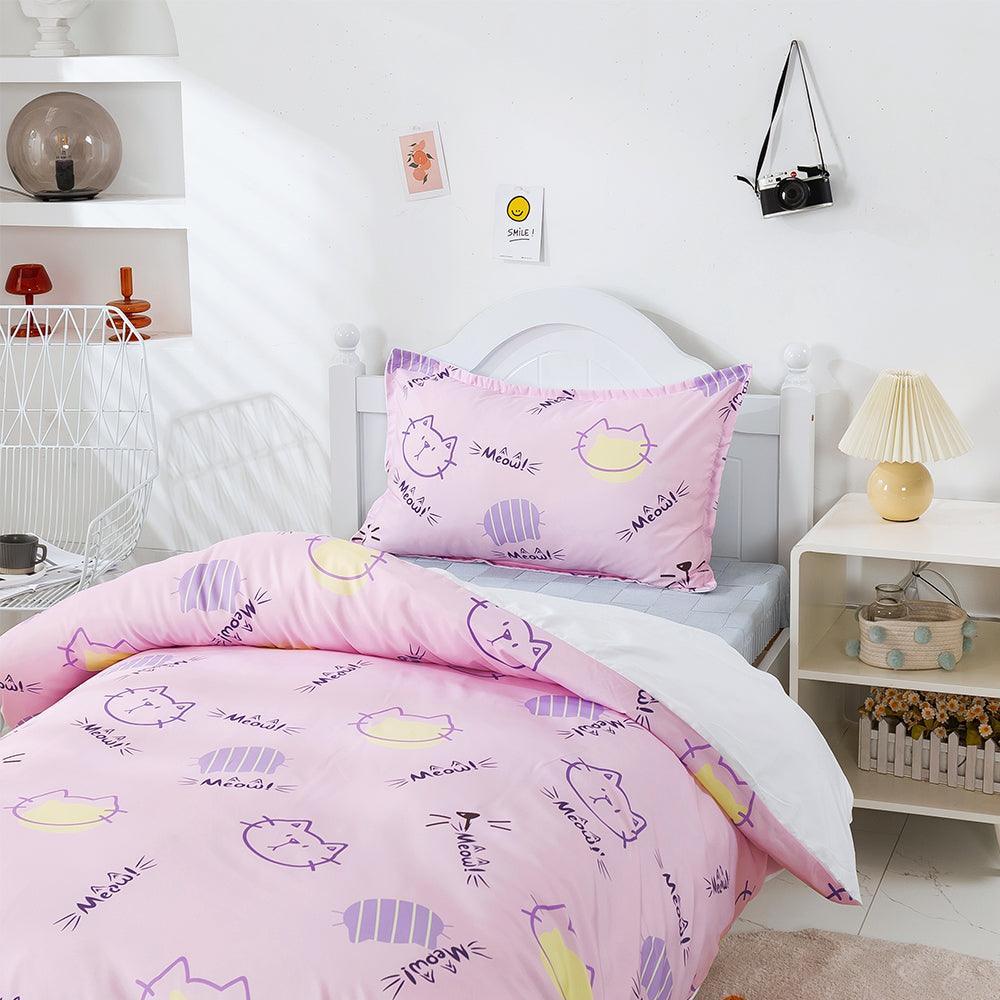3D Cartoon Animal Cat Pink Quilt Cover Set Bedding Set Duvet Cover Pillowcases 470