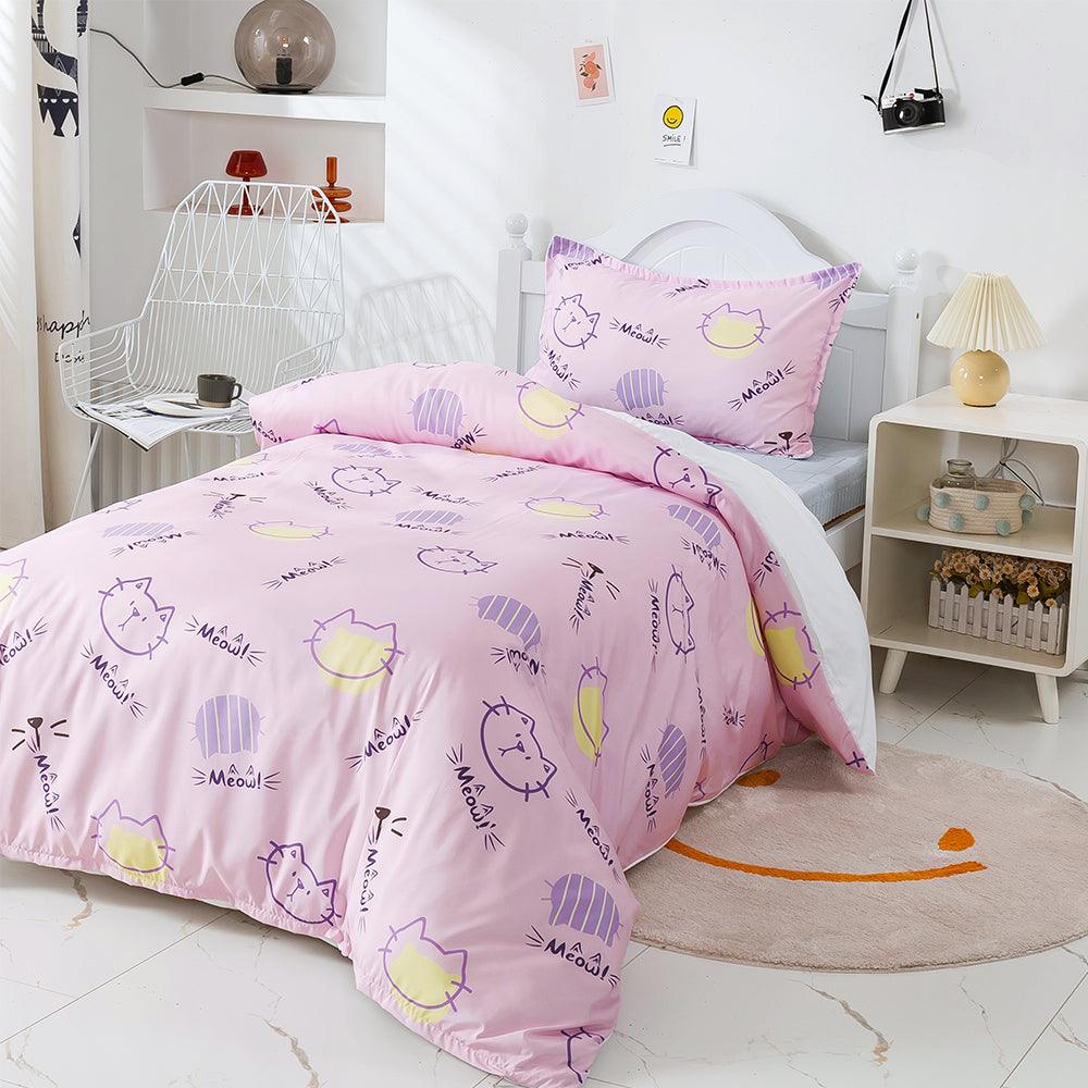 3D Cartoon Animal Cat Pink Quilt Cover Set Bedding Set Duvet Cover Pillowcases 470