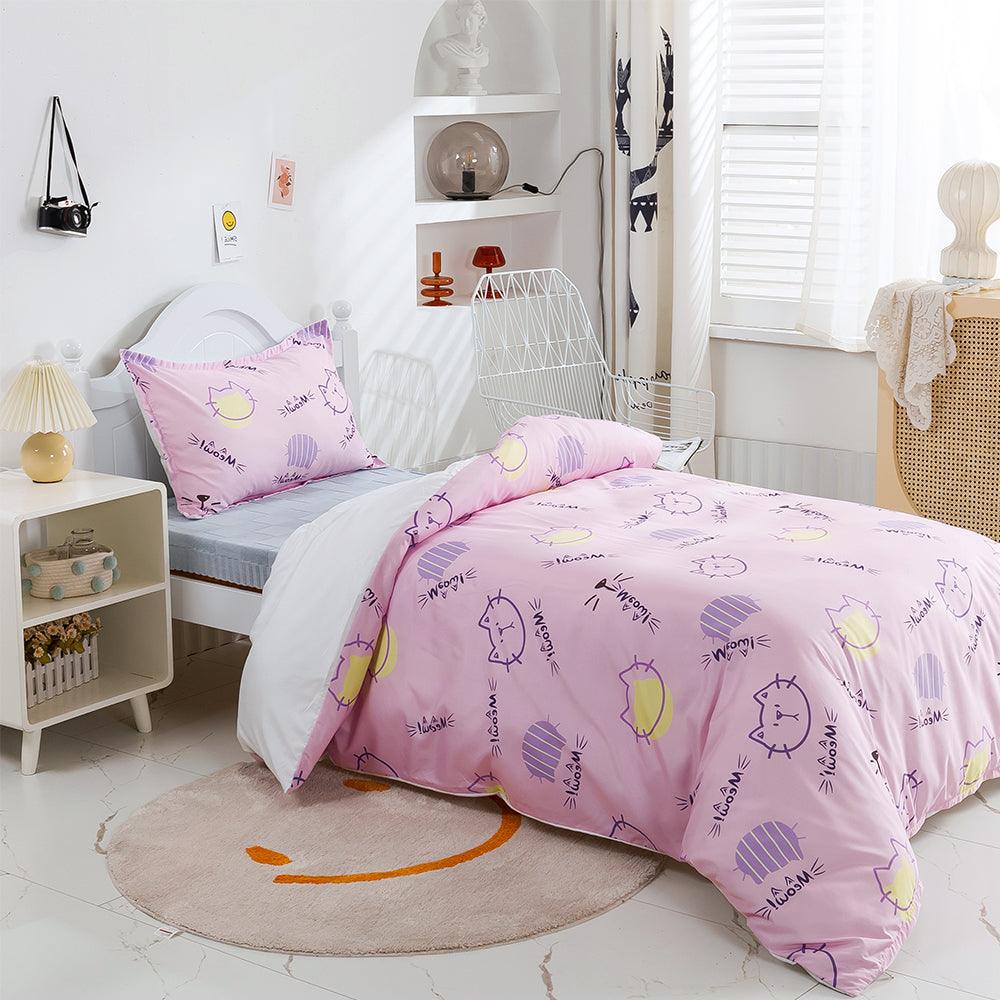 3D Cartoon Animal Cat Pink Quilt Cover Set Bedding Set Duvet Cover Pillowcases 470