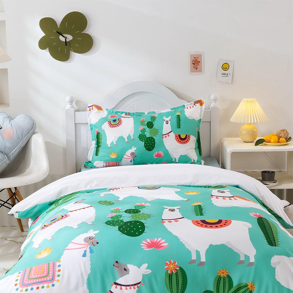 3D Cartoon Animal Alpaca Cactus Quilt Cover Set Bedding Set Duvet Cover Pillowcases 253