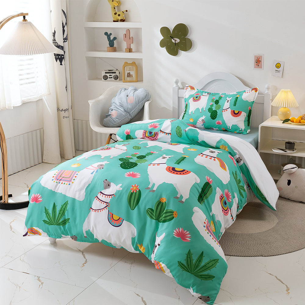 3D Alpaca Cactus Pattern Green Quilt Cover Set Bedding Set Duvet Cover Pillowcase 74