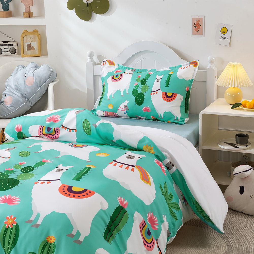 3D Cartoon Animal Alpaca Cactus Quilt Cover Set Bedding Set Duvet Cover Pillowcases 253