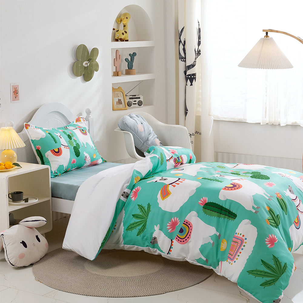 3D Alpaca Cactus Pattern Green Quilt Cover Set Bedding Set Duvet Cover Pillowcase 74
