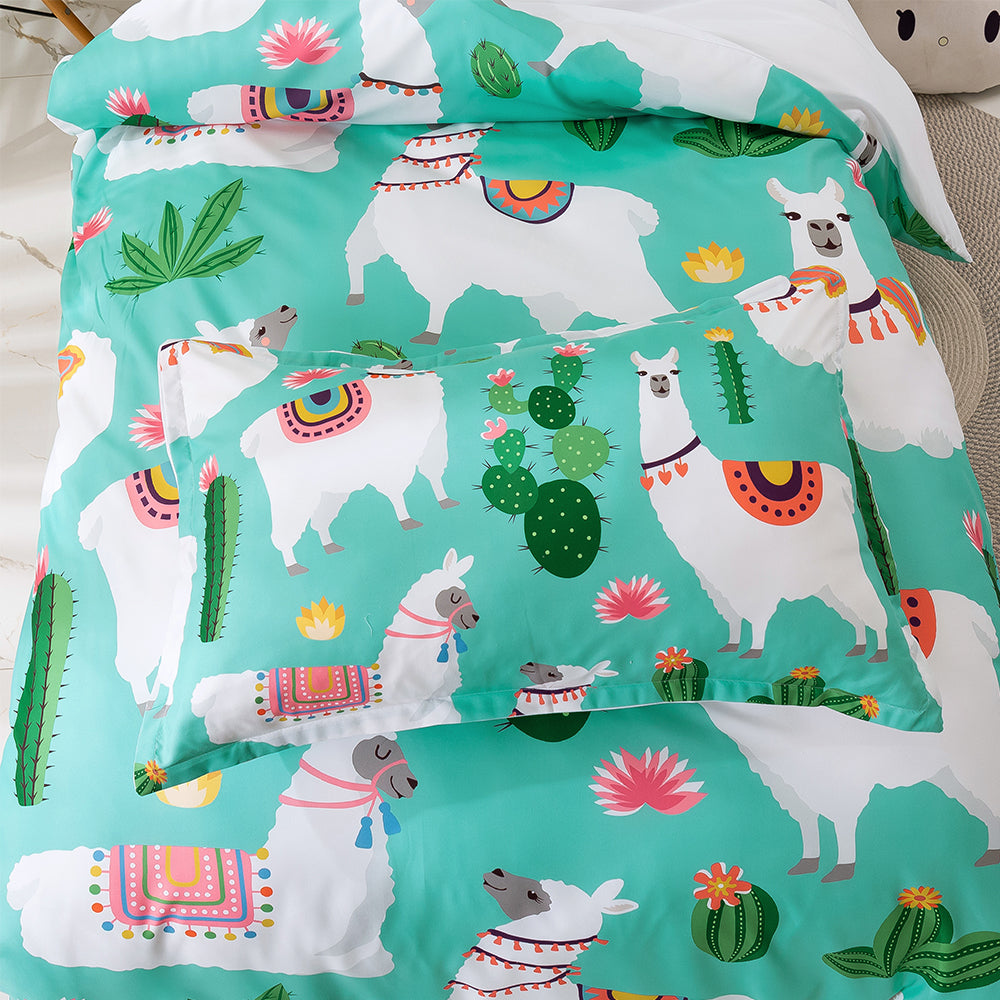 3D Alpaca Cactus Pattern Green Quilt Cover Set Bedding Set Duvet Cover Pillowcase 74