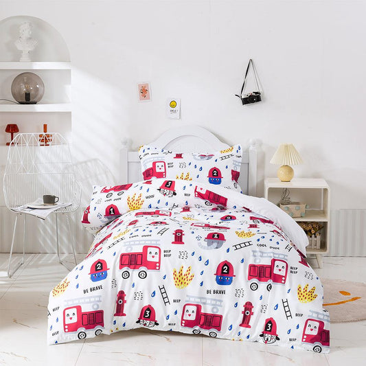 3D Cartoon Fire Station Quilt Cover Set Bedding Set Duvet Cover Pillowcases 474