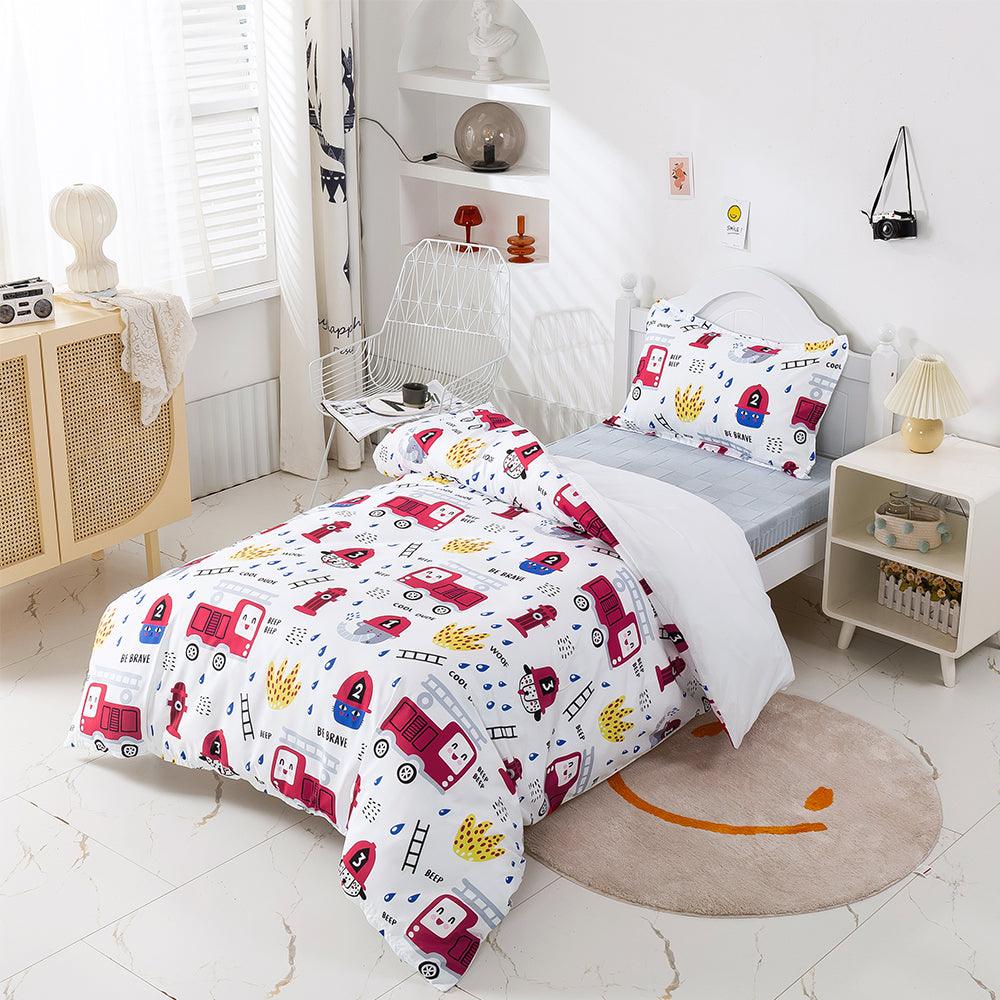 3D Cartoon Fire Station Quilt Cover Set Bedding Set Duvet Cover Pillowcases 474