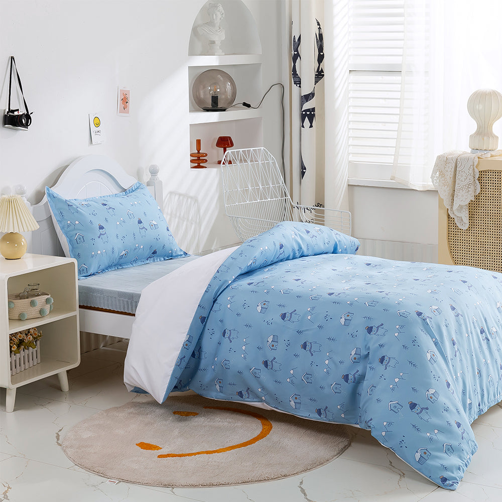 3D Blue Bear House Tree Cartoon Pattern Quilt Cover Set Bedding Set Duvet Cover Pillowcases 327