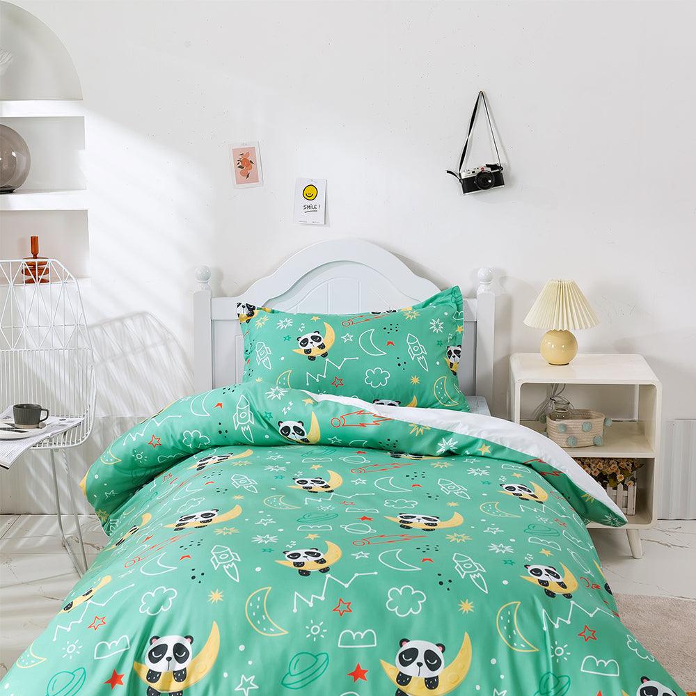 3D Cartoon Animal Panda Moon Green Quilt Cover Set Bedding Set Duvet Cover Pillowcases 477