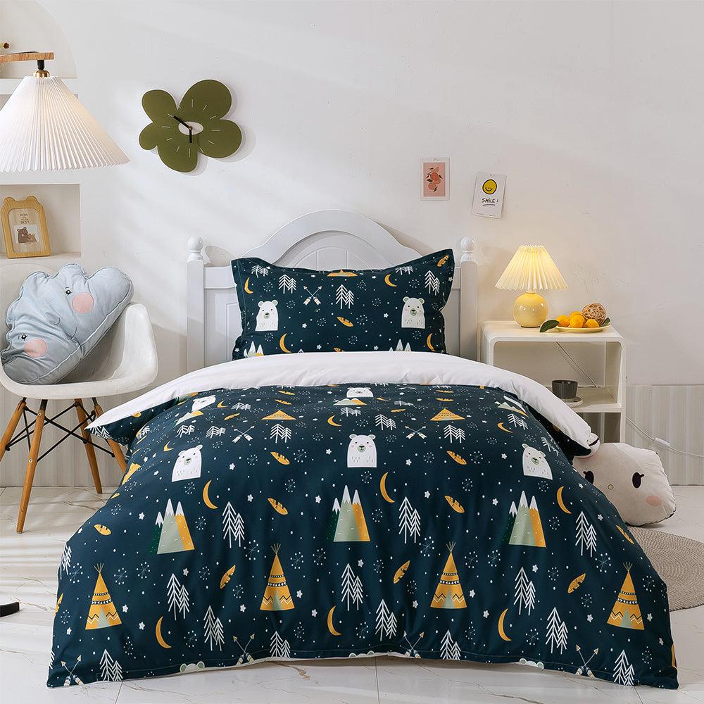 3D Cartoon Polar Bear Forest Quilt Cover Set Bedding Set Duvet Cover Pillowcases 258