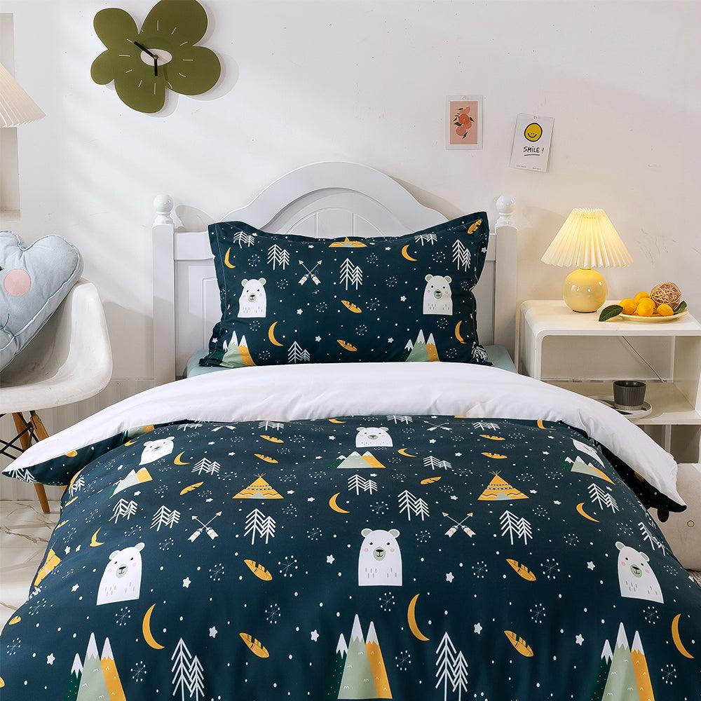 3D Cartoon Polar Bear Forest Quilt Cover Set Bedding Set Duvet Cover Pillowcases 258