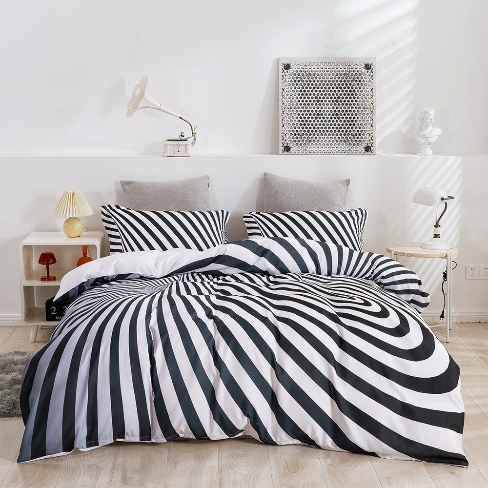 3D Black Stripe Pattern Quilt Cover Set Bedding Set Duvet Cover Pillowcases 363