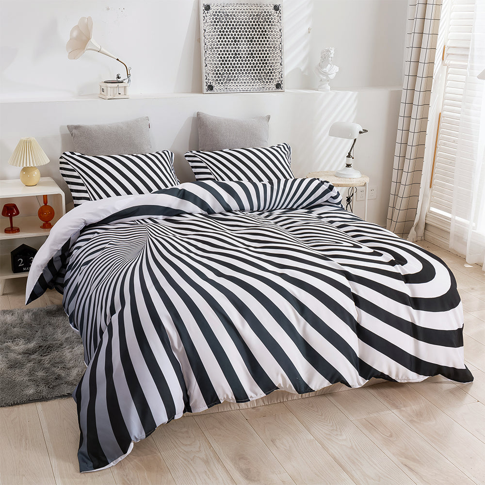 3D Black Stripe Pattern Quilt Cover Set Bedding Set Duvet Cover Pillowcases 363