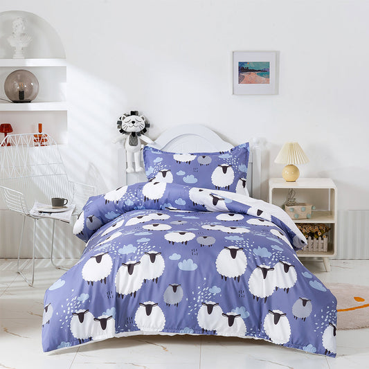3D Blue Sheep Clouds Cartoon Pattern Quilt Cover Set Bedding Set Duvet Cover Pillowcases 332