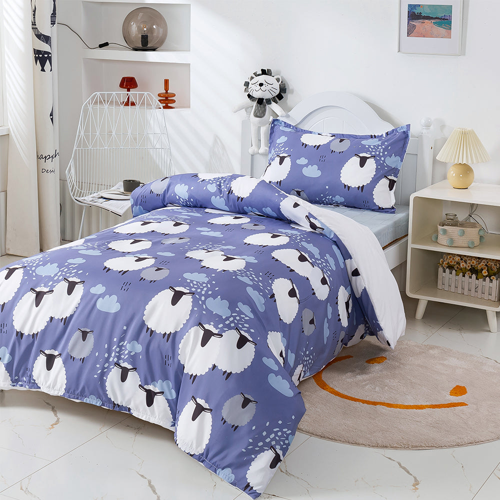 3D Blue Sheep Clouds Cartoon Pattern Quilt Cover Set Bedding Set Duvet Cover Pillowcases 332
