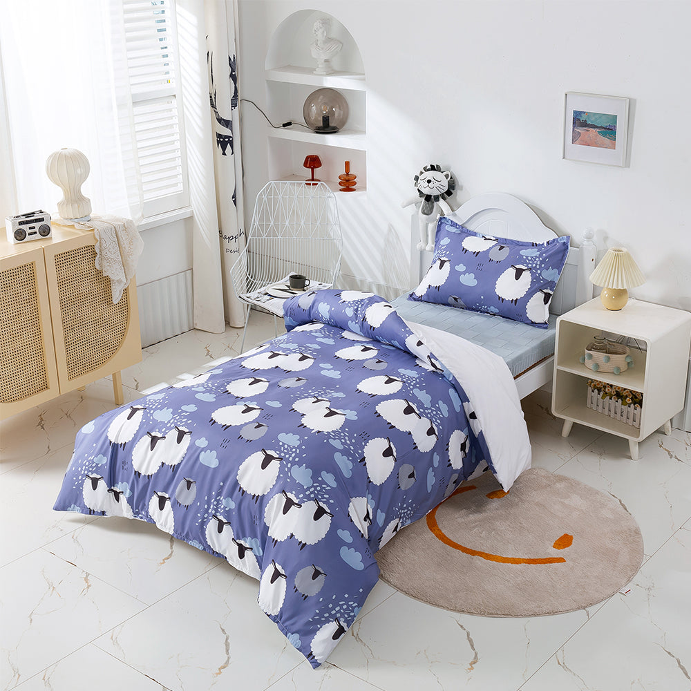 3D Blue Sheep Clouds Cartoon Pattern Quilt Cover Set Bedding Set Duvet Cover Pillowcases 332