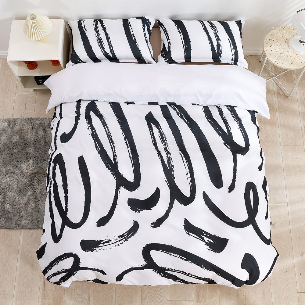 3D Black Stripe Geometric Pattern Quilt Cover Set Bedding Set Duvet Cover Pillowcases 365