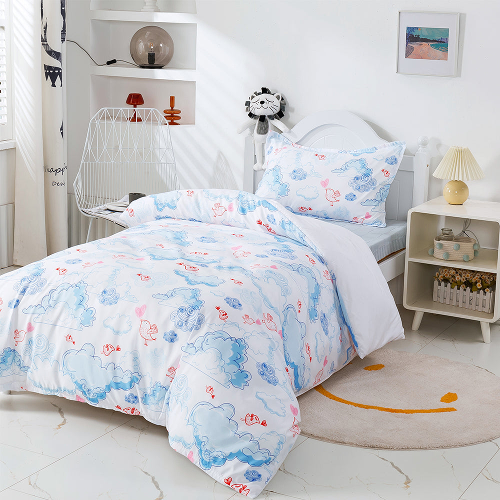 3D  Clouds Watercolor Blue Birds Pattern Quilt Cover Set Bedding Set Duvet Cover Pillowcases 338