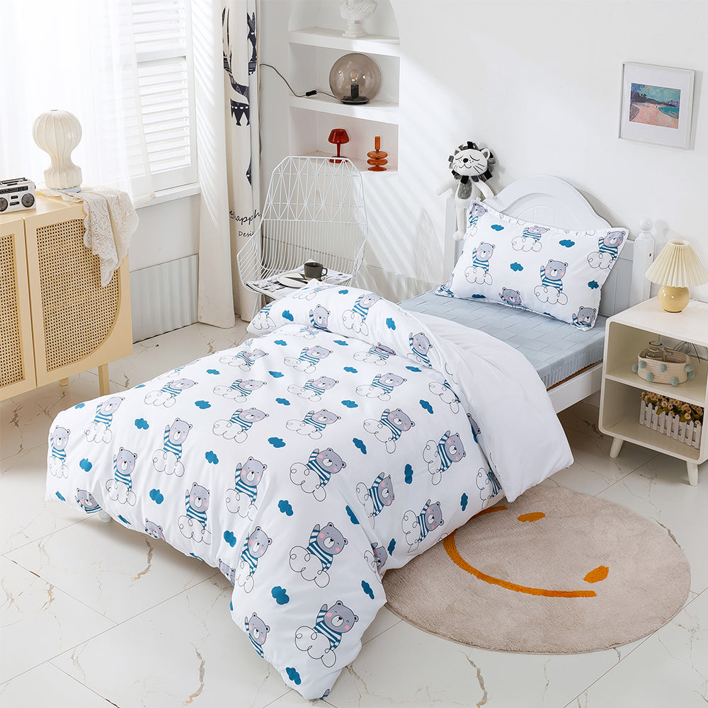 3D Bear Clouds Blue Cartoon Pattern Quilt Cover Set Bedding Set Duvet Cover Pillowcases 339
