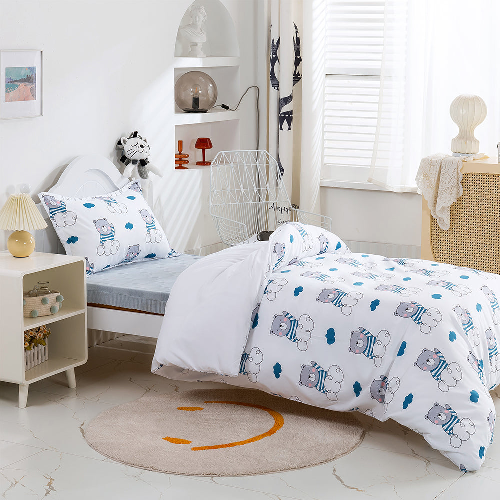 3D Bear Clouds Blue Cartoon Pattern Quilt Cover Set Bedding Set Duvet Cover Pillowcases 339