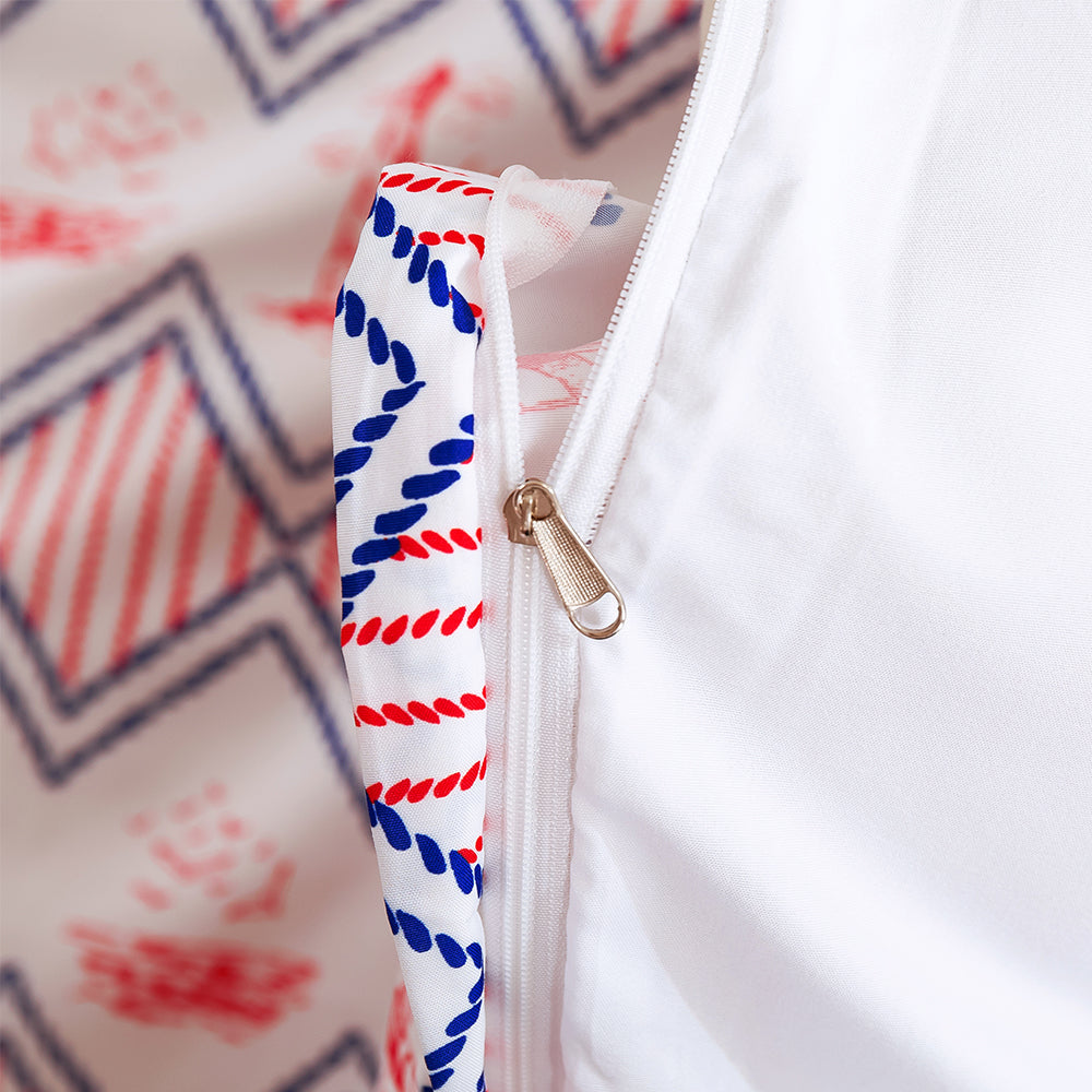 3D Boat Lighthouse Pattern Red Quilt Cover Set Bedding Set Duvet Cover Pillowcases 298