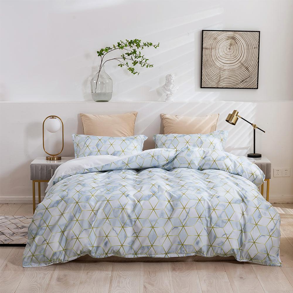 3D Abstract Golden Geometric Pattern Quilt Cover Set Bedding Set Duvet Cover Pillowcases 450