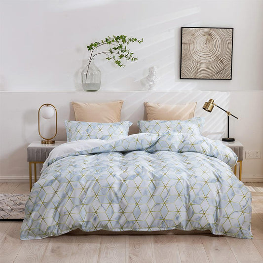 3D Abstract Golden Geometric Pattern Quilt Cover Set Bedding Set Duvet Cover Pillowcases 450