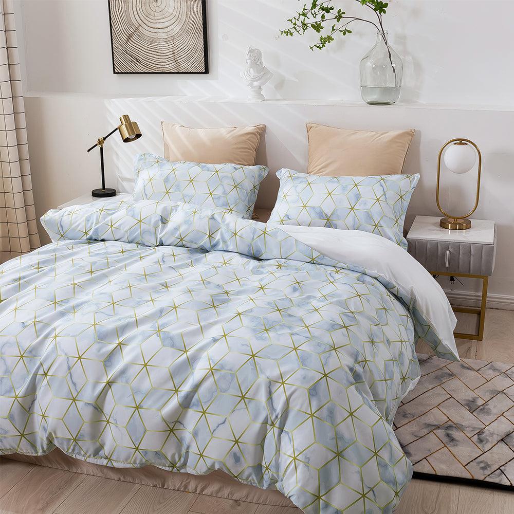 3D Abstract Golden Geometric Pattern Quilt Cover Set Bedding Set Duvet Cover Pillowcases 450