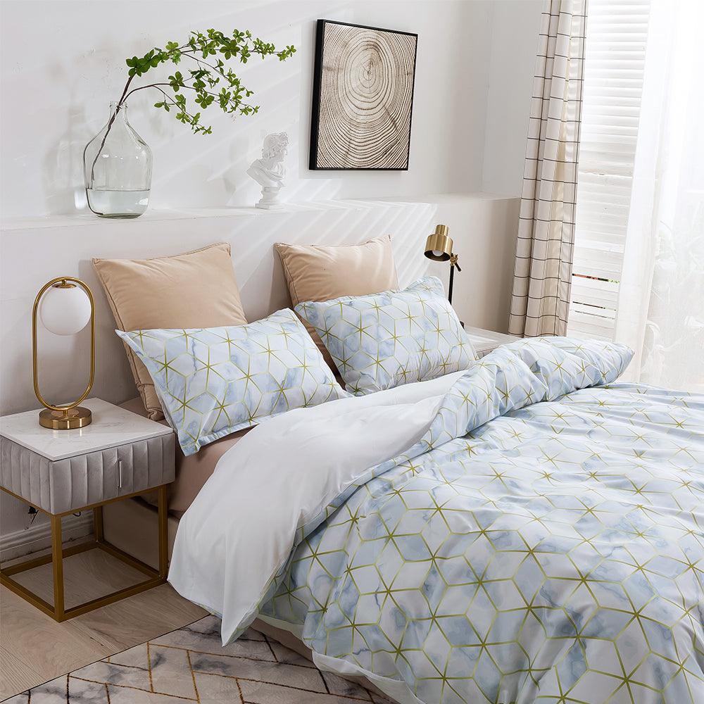 3D Abstract Golden Geometric Pattern Quilt Cover Set Bedding Set Duvet Cover Pillowcases 450