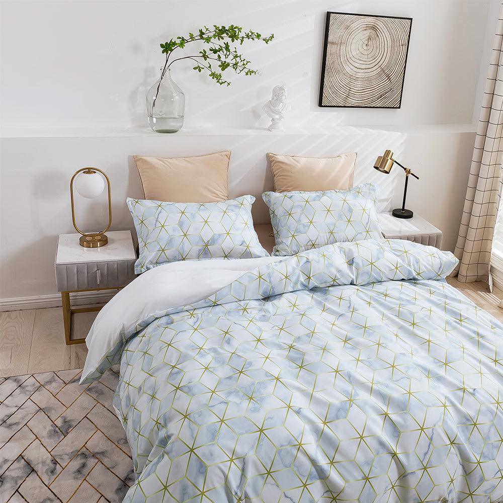 3D Abstract Golden Geometric Pattern Quilt Cover Set Bedding Set Duvet Cover Pillowcases 450