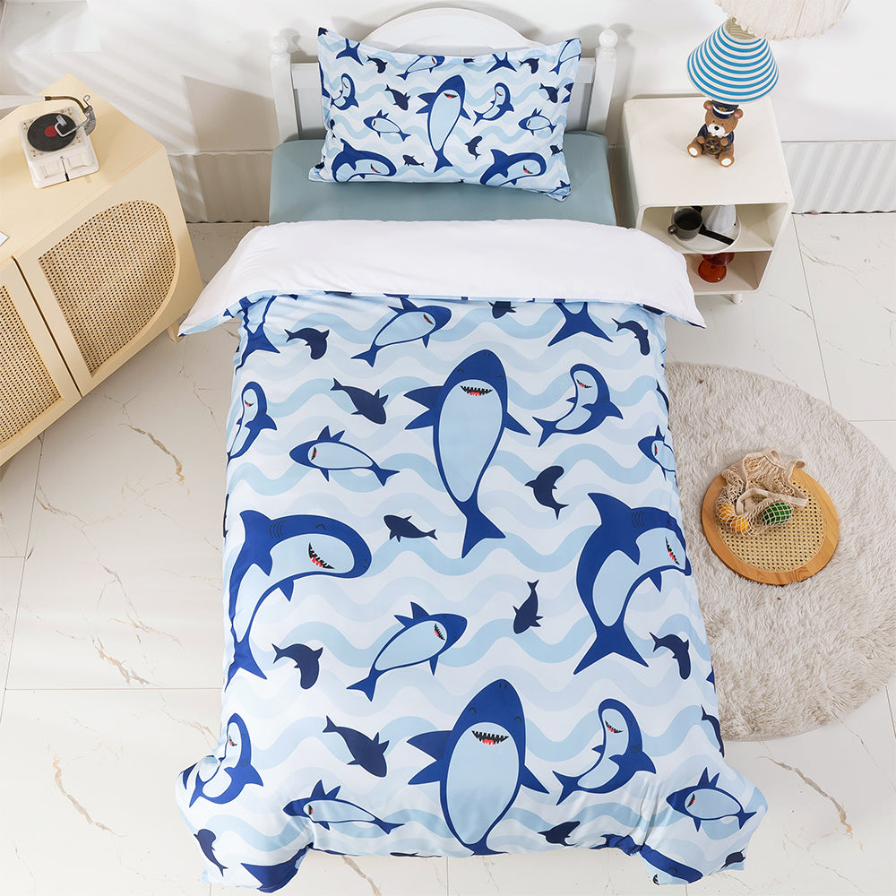 3D Blue Shark Pattern Quilt Cover Set Bedding Set Duvet Cover Pillowcases 367