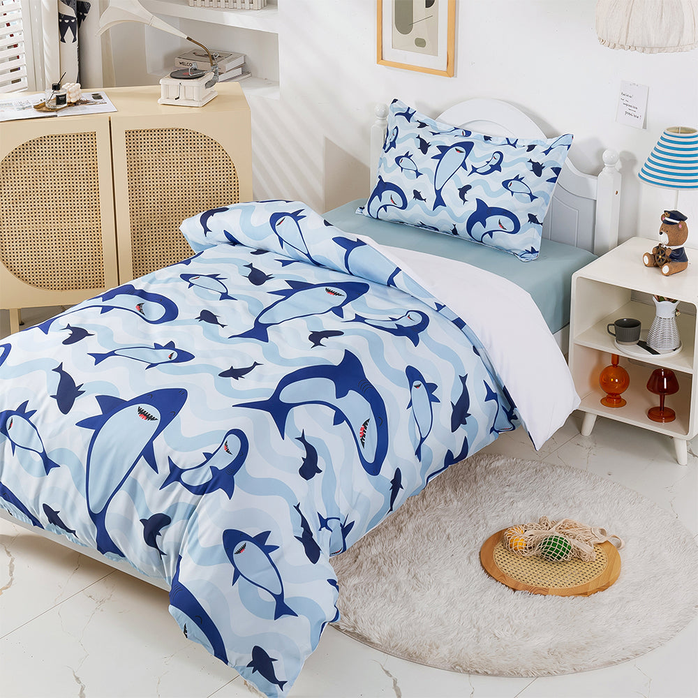 3D Blue Shark Pattern Quilt Cover Set Bedding Set Duvet Cover Pillowcases 367