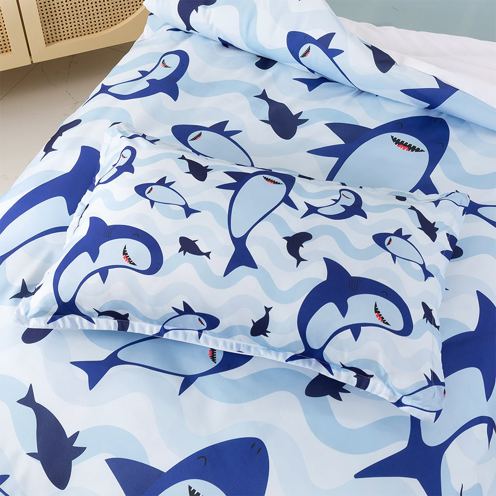 3D Blue Shark Pattern Quilt Cover Set Bedding Set Duvet Cover Pillowcases 367