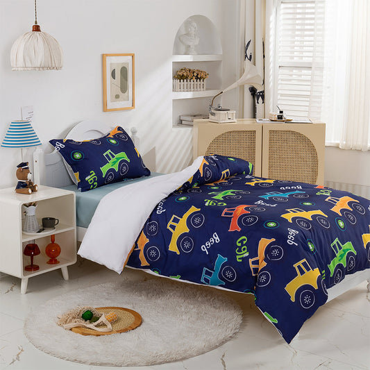 3D Blue Car Pattern Cartoon Quilt Cover Set Bedding Set Duvet Cover Pillowcases 371
