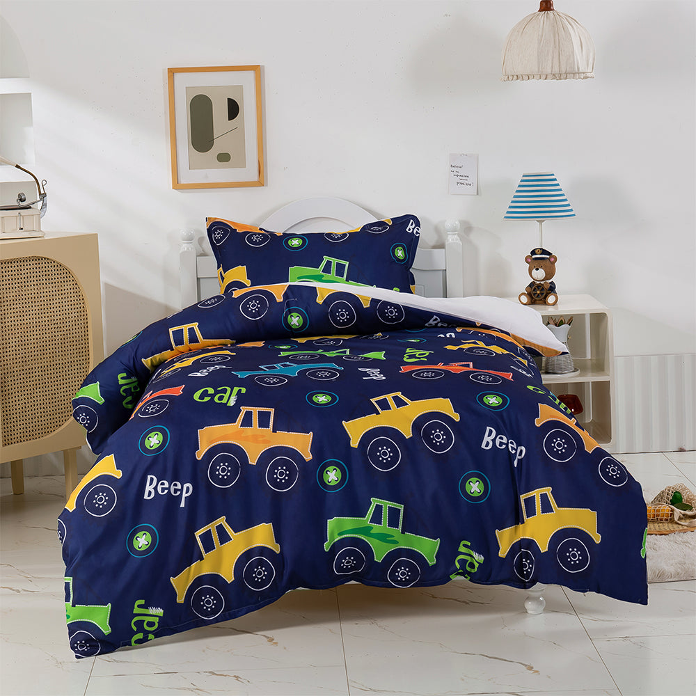 3D Blue Car Pattern Cartoon Quilt Cover Set Bedding Set Duvet Cover Pillowcases 371