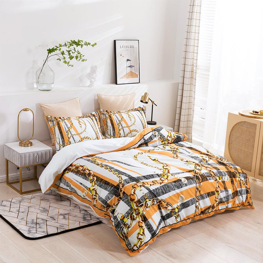 3D Abstract Colorful Geometric Golden Lines Quilt Cover Set Bedding Set Duvet Cover Pillowcases 456