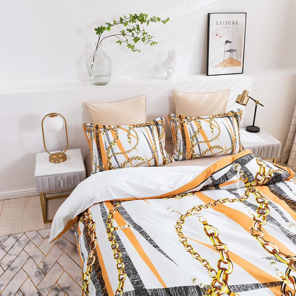 3D Abstract Colorful Geometric Golden Lines Quilt Cover Set Bedding Set Duvet Cover Pillowcases 456