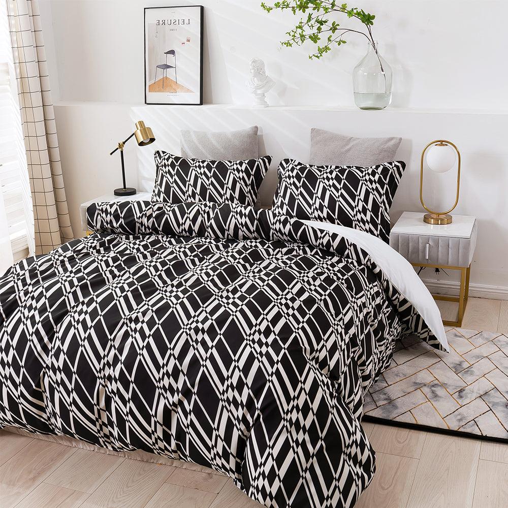 3D Abstract Geometry Black Quilt Cover Set Bedding Set Duvet Cover Pillowcases 457