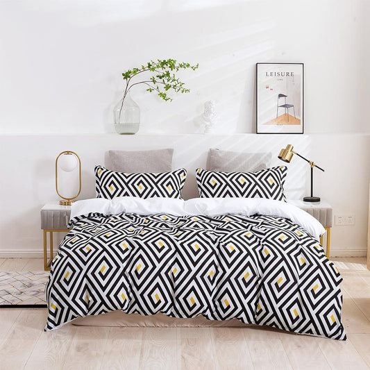 3D Abstract Geometry Black Quilt Cover Set Bedding Set Duvet Cover Pillowcases 458