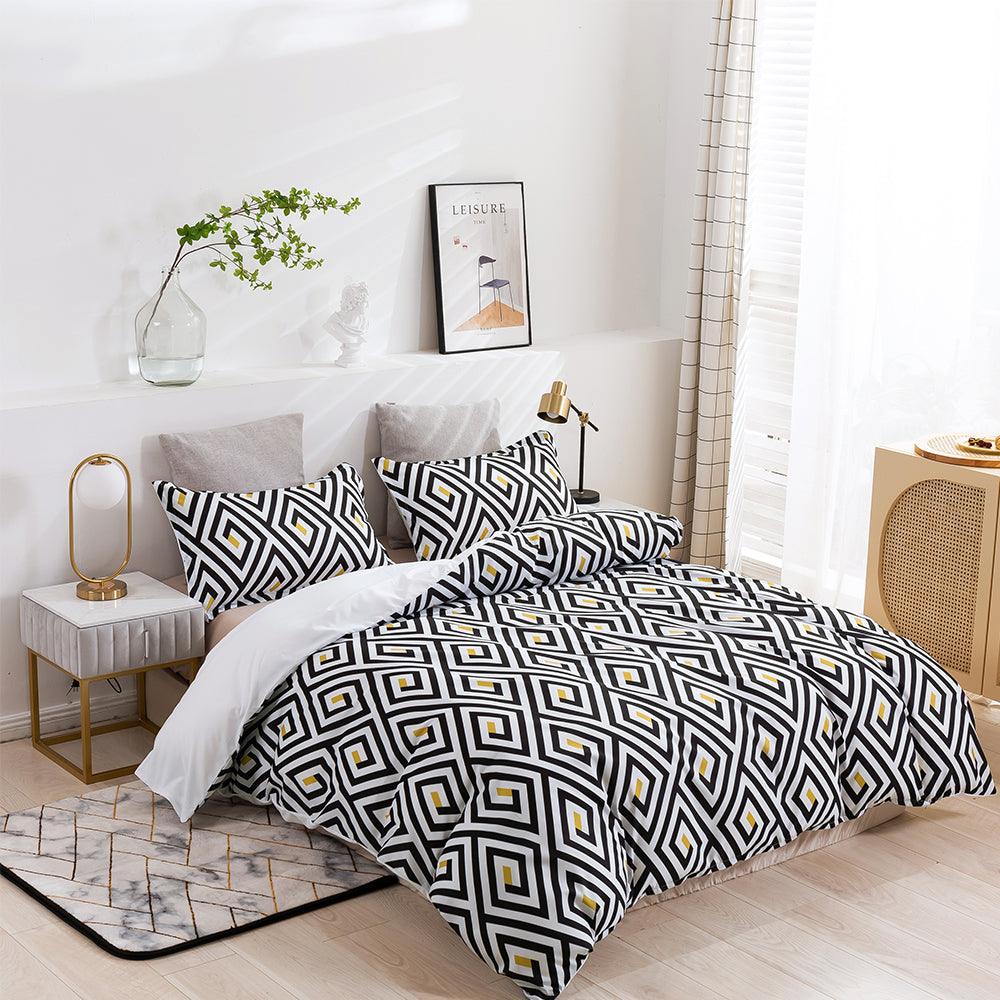 3D Abstract Geometry Black Quilt Cover Set Bedding Set Duvet Cover Pillowcases 458