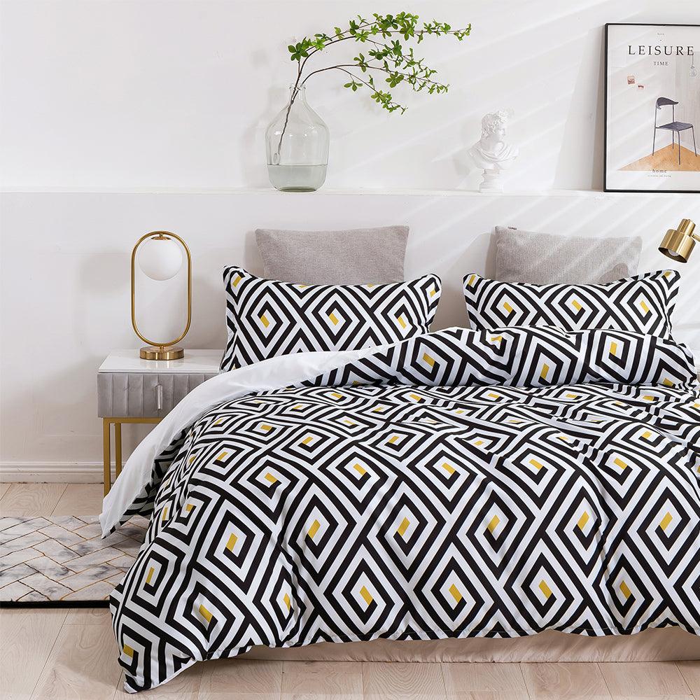 3D Abstract Geometry Black Quilt Cover Set Bedding Set Duvet Cover Pillowcases 458