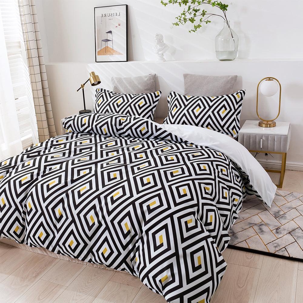 3D Abstract Geometry Black Quilt Cover Set Bedding Set Duvet Cover Pillowcases 458