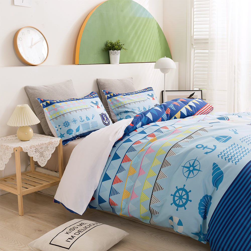 3D Boat Anchor Blue Quilt Cover Set Bedding Set Duvet Cover Pillowcases 9