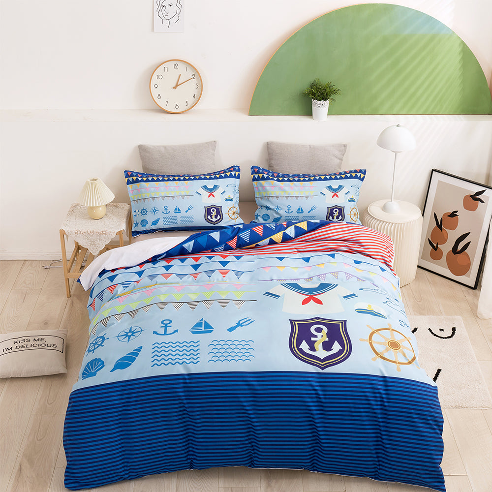 3D Boat Anchor Blue Quilt Cover Set Bedding Set Duvet Cover Pillowcases 9