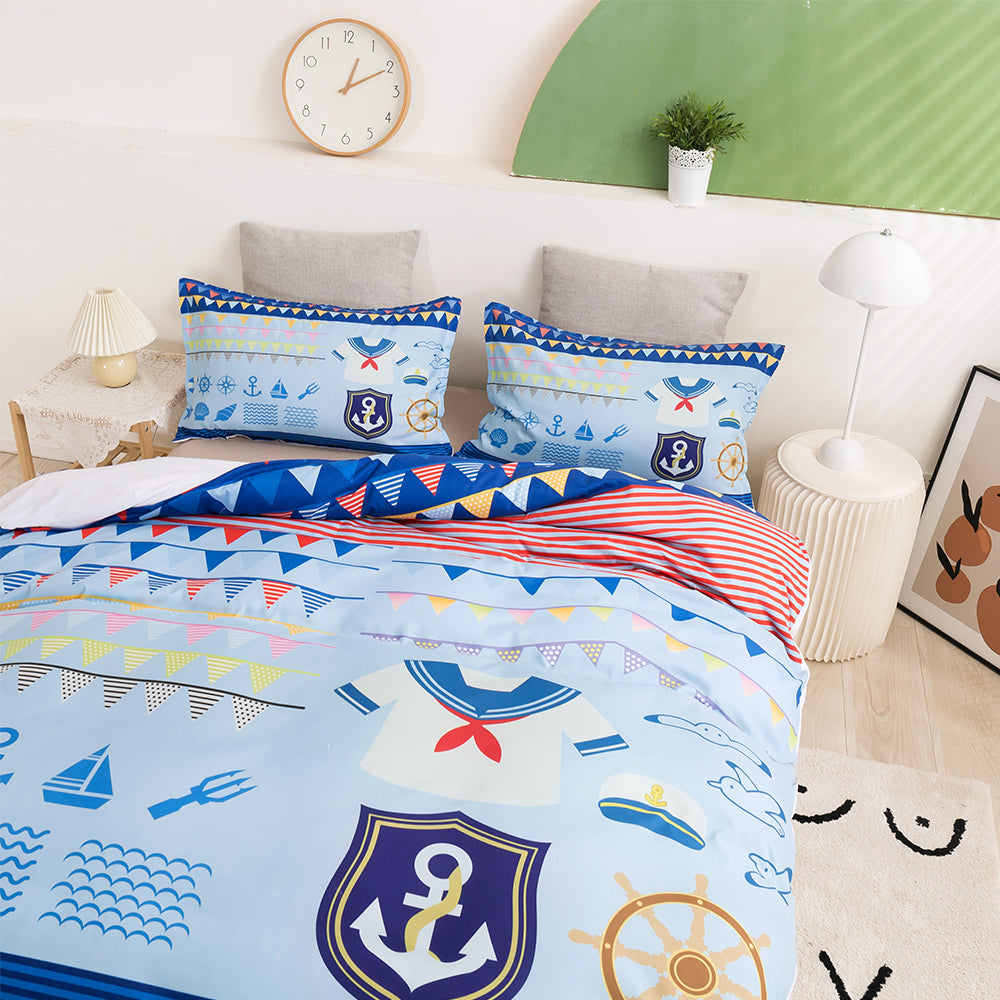 3D Boat Anchor Blue Quilt Cover Set Bedding Set Duvet Cover Pillowcases 9