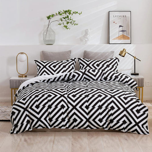 3D Abstract Geometry Black Quilt Cover Set Bedding Set Duvet Cover Pillowcases 459