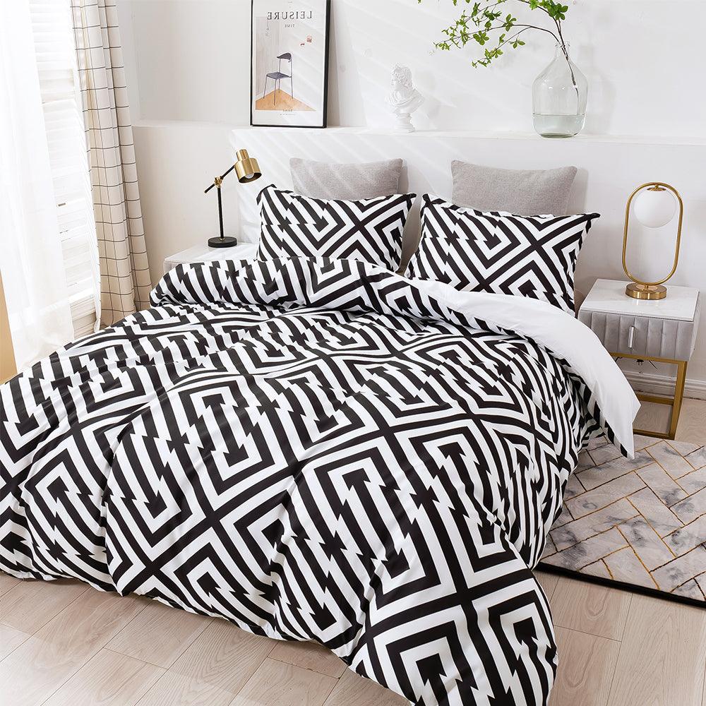 3D Abstract Geometry Black Quilt Cover Set Bedding Set Duvet Cover Pillowcases 459