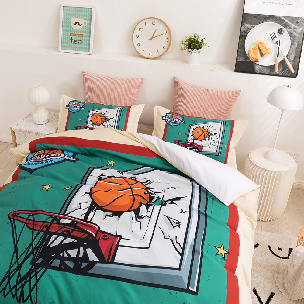 3D Basketball Green Quilt Cover Set Bedding Set Duvet Cover Pillowcases 29
