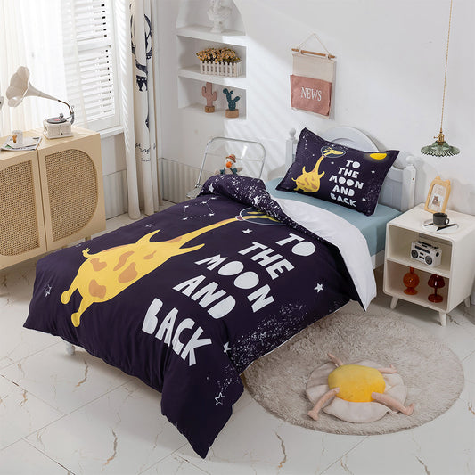 3D Cartoon Giraffe Moon Quilt Cover Set Bedding Set Duvet Cover Pillowcases 378