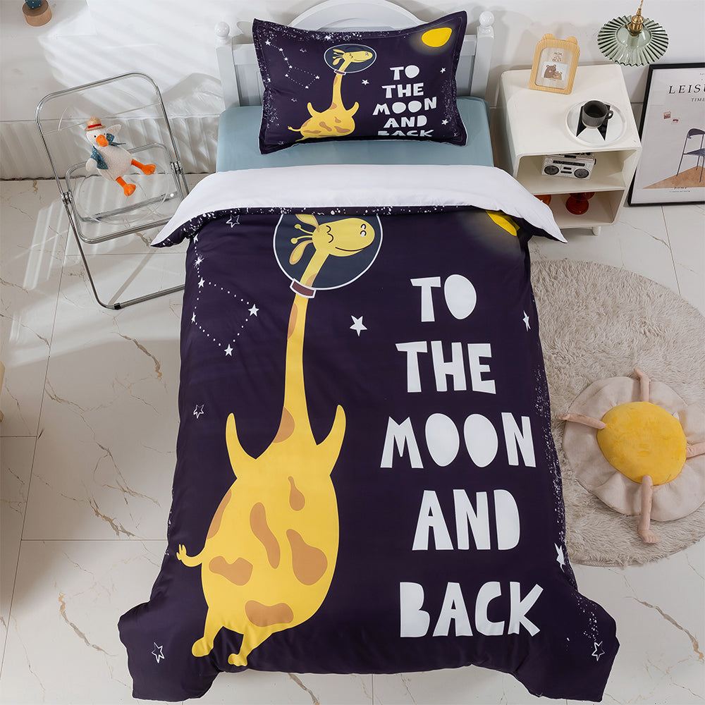 3D Cartoon Giraffe Moon Quilt Cover Set Bedding Set Duvet Cover Pillowcases 378